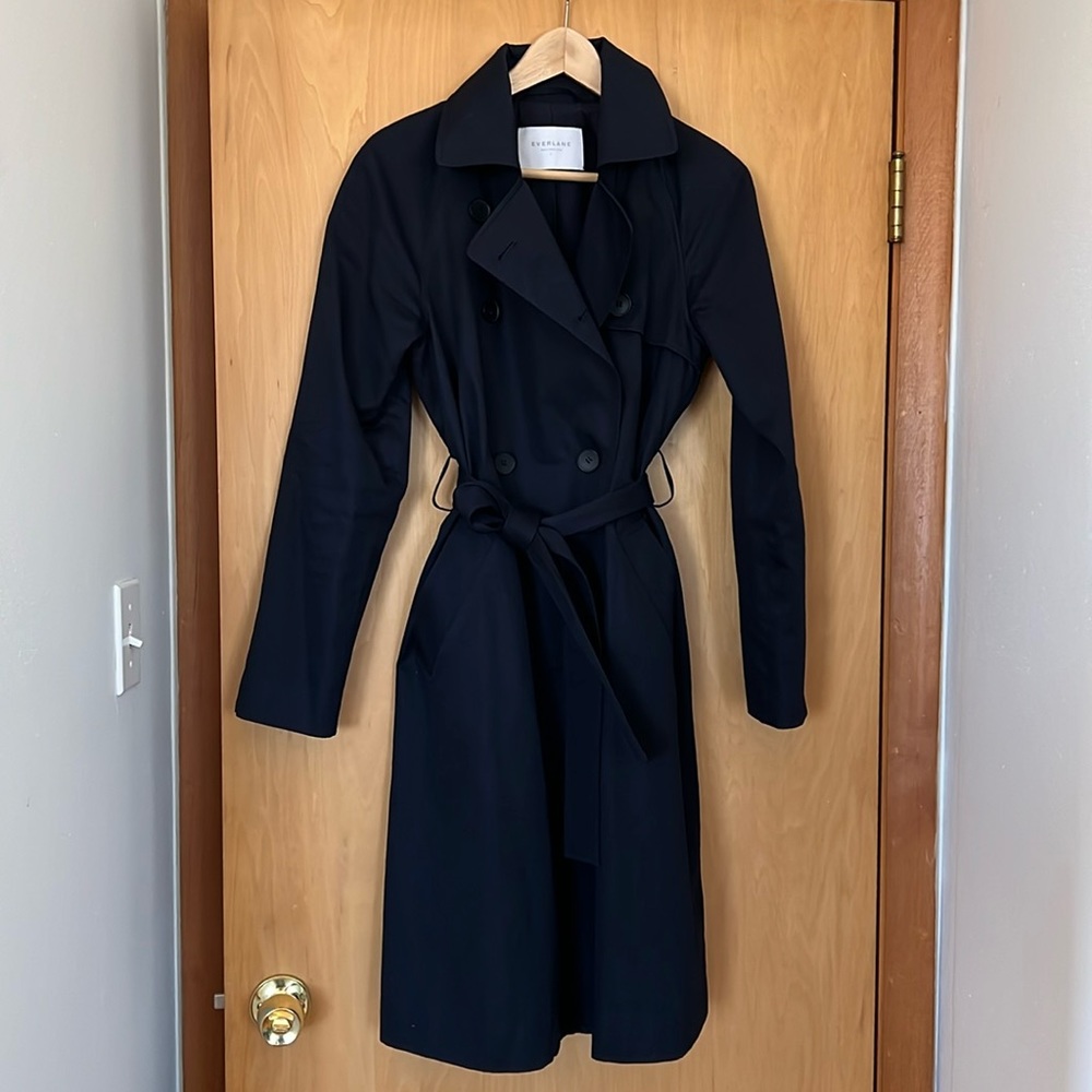 Everlane Navy Trench Coat
